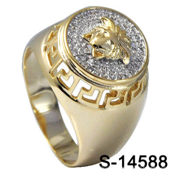 Joyería de moda de micro ajuste Zircon oro chapado hombres anillo (s-14588)